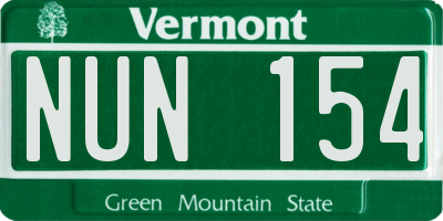 VT license plate NUN154