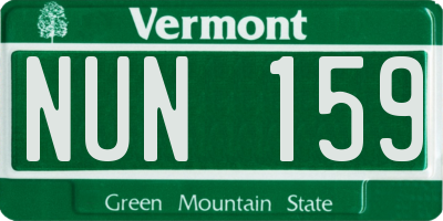 VT license plate NUN159