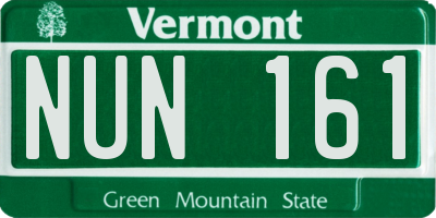 VT license plate NUN161