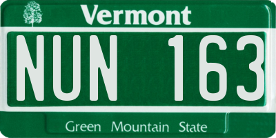 VT license plate NUN163