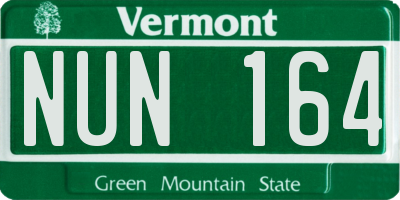 VT license plate NUN164