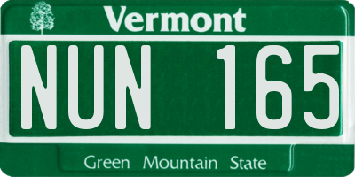 VT license plate NUN165