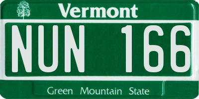 VT license plate NUN166