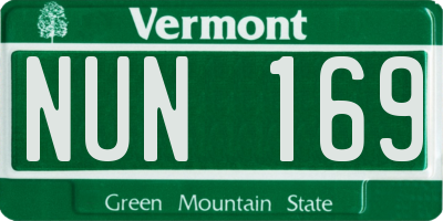 VT license plate NUN169