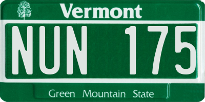VT license plate NUN175