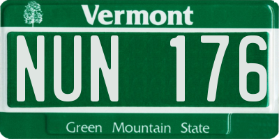 VT license plate NUN176