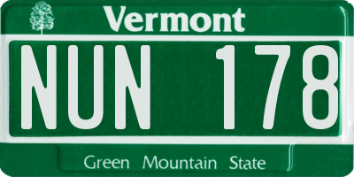 VT license plate NUN178