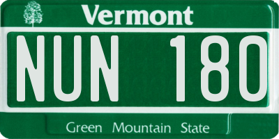VT license plate NUN180