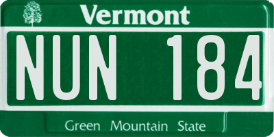 VT license plate NUN184