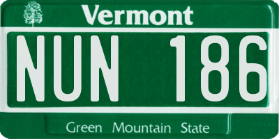 VT license plate NUN186