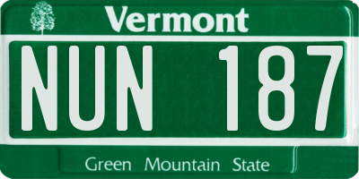 VT license plate NUN187