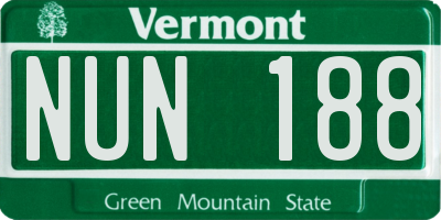 VT license plate NUN188