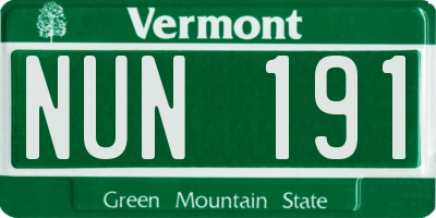 VT license plate NUN191