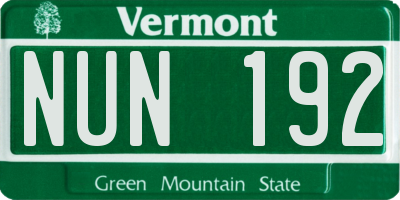 VT license plate NUN192