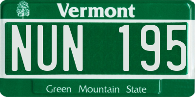 VT license plate NUN195