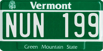 VT license plate NUN199