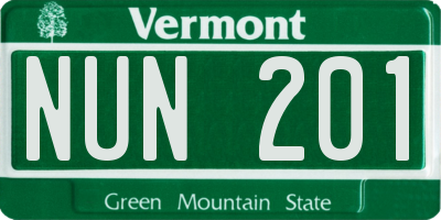VT license plate NUN201