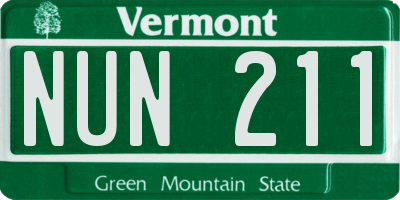 VT license plate NUN211