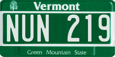 VT license plate NUN219