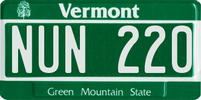 VT license plate NUN220
