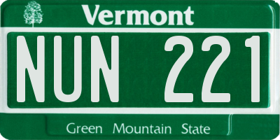VT license plate NUN221