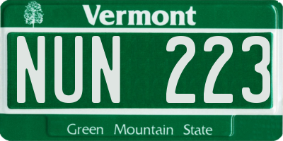 VT license plate NUN223