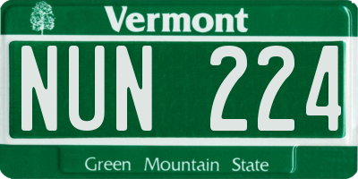 VT license plate NUN224