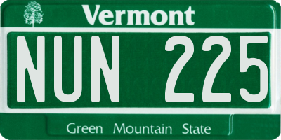 VT license plate NUN225