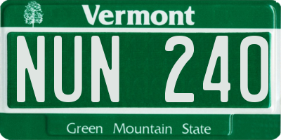 VT license plate NUN240