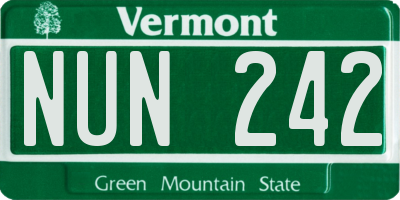 VT license plate NUN242