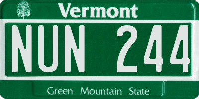 VT license plate NUN244