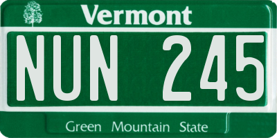 VT license plate NUN245