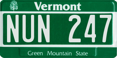 VT license plate NUN247