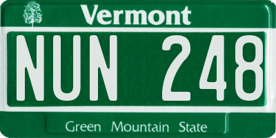 VT license plate NUN248
