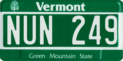 VT license plate NUN249
