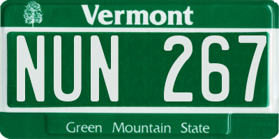VT license plate NUN267