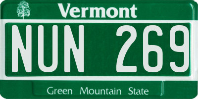 VT license plate NUN269
