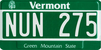 VT license plate NUN275