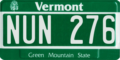 VT license plate NUN276