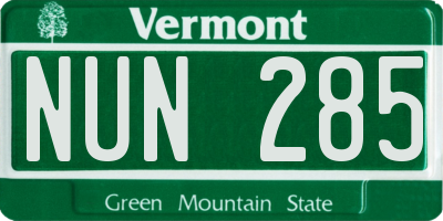 VT license plate NUN285