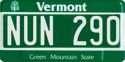 VT license plate NUN290