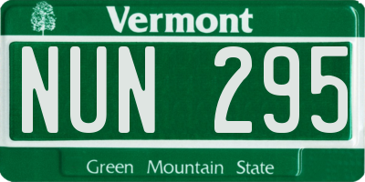VT license plate NUN295