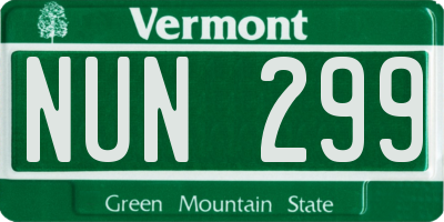 VT license plate NUN299