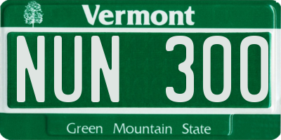 VT license plate NUN300