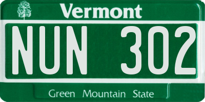 VT license plate NUN302