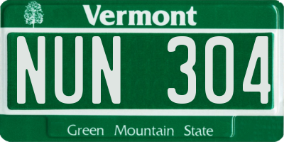 VT license plate NUN304