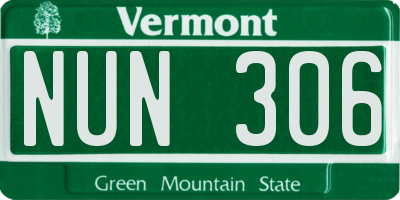 VT license plate NUN306