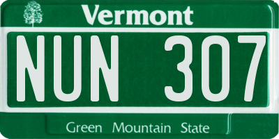 VT license plate NUN307