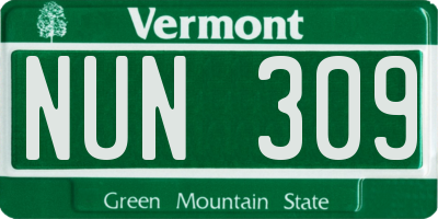VT license plate NUN309