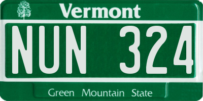 VT license plate NUN324
